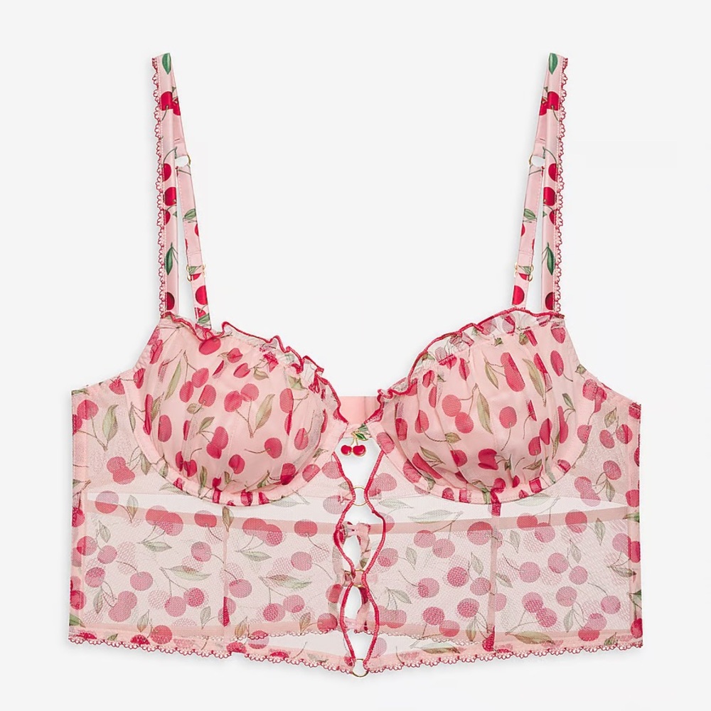 Victoria's Secret For Love & Lemons Perrie Bustier Pink Cherry Size Small